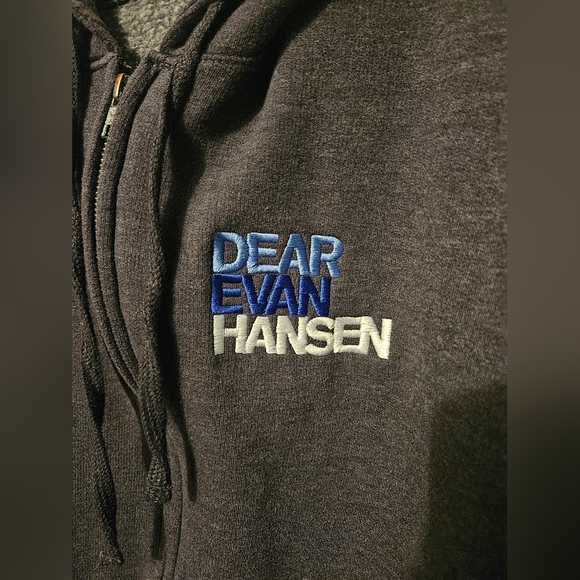 Dear Evan Hansen Broadway Musical Zip-Up Hoodie Medium Grey - Picture 2 of 4